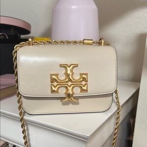 Tory Burch Ivory Crossbody Bag with Gold Accents